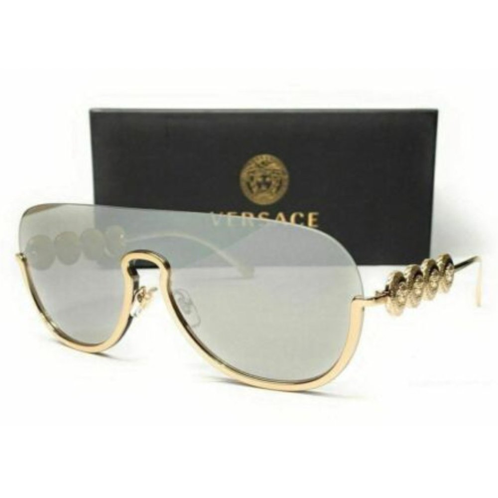 NEW Versace Women's Gold and Light Grey Sunglasses